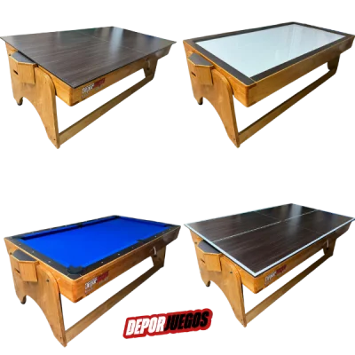 Mesa multifuncional 4 en 1 giratoria en pino